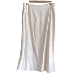 Vintage Damex Size EU 44/US 12 Textured cream LINEN Cotton Modal A-Line Skirt